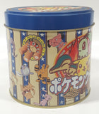 Rare Nintendo Creatures Game Freak TV Tokyo Sho Pro JR Kikaku Pokemon Characters Japanese Lettering 4" Tall Tin Metal Canister