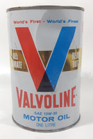 Vintage Valvoline Heavy Duty SAE 10W-30 Motor Oil One Litre Metal Can FULL