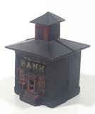 Vintage Bank Building Cast Iron Coin Bank with Cupola Dome Top