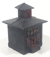 Vintage Bank Building Cast Iron Coin Bank with Cupola Dome Top