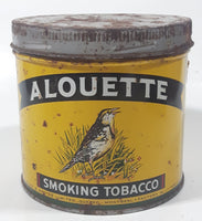 Antique B. Houde & Grothe Limited Quebec Montreal Alouette Smoking Tobacco Song Bird Yellow Green Tin Metal Can