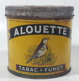 Antique B. Houde & Grothe Limited Quebec Montreal Alouette Smoking Tobacco Song Bird Yellow Green Tin Metal Can