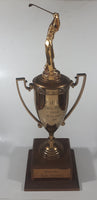 Vintage 1956 P.J.G.A. Fall HDCP "B" Flight 1st Won By Kaz Ochian 17 3/4" Tall Brass Golf Trophy with Wood Base