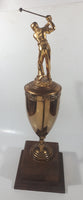 Vintage 1956 P.J.G.A. Fall HDCP "B" Flight 1st Won By Kaz Ochian 17 3/4" Tall Brass Golf Trophy with Wood Base