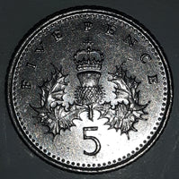 1999 UK Great Britain Five Pence 5 Queen Elizabeth II D.G. Reg F.D Metal Coin