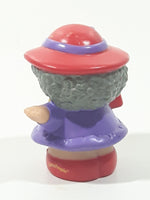 2002 Fisher Price Little People Old Lady Grandma Grandmother with Purse and Red Hat with Purple Dress Toy Figure