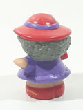 2002 Fisher Price Little People Old Lady Grandma Grandmother with Purse and Red Hat with Purple Dress Toy Figure