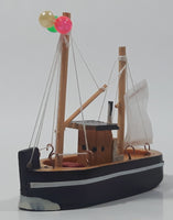 Fishing Trawler Sail Boat Small Wooden Boat Model 2 3/4" Long