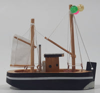 Fishing Trawler Sail Boat Small Wooden Boat Model 2 3/4" Long