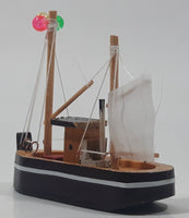 Fishing Trawler Sail Boat Small Wooden Boat Model 2 3/4" Long