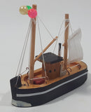 Fishing Trawler Sail Boat Small Wooden Boat Model 2 3/4" Long