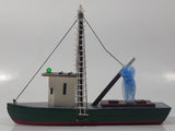 Fishing Trawler Sail Boat Detailed Red And Green Wooden Boat Model 7" Long