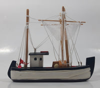 Antigonish Nova Scotia Fishing Trawler Sail Boat Detailed Black and White Wooden Boat Model 5 3/4" Long