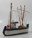 Antigonish Nova Scotia Fishing Trawler Sail Boat Detailed Black and White Wooden Boat Model 5 3/4" Long