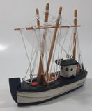 Antigonish Nova Scotia Fishing Trawler Sail Boat Detailed Black and White Wooden Boat Model 5 3/4" Long