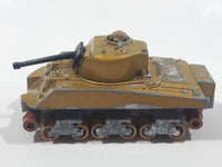 Vintage 1974 Lesney Matchbox Bale Kings K101 WWII US Sherman Tank Gold Die Cast Toy Car Vehicle