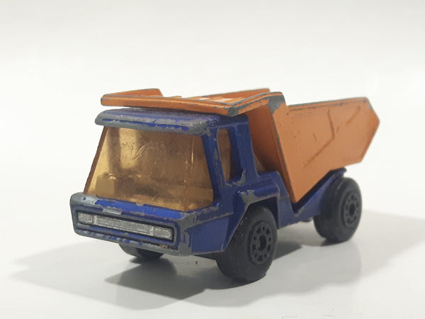 Vintage 1975 Lesney Matchbox Superfast No. 23 Atlas Dump Truck Blue and Orange  Die Cast Toy Car Vehicle