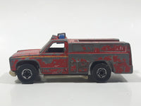 1977 Hot Wheels Flying Colors Emergency Squad Rescue Ranger Dark Red Fire Truck Die Cast Toy Car Vehicle - BW - Blue Lights - Hong Kong