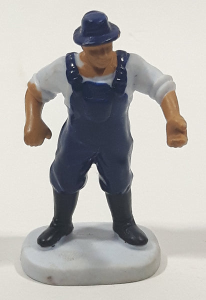 Vintage Farmer in Blue Coveralls 2 1/8" Tall Toy Figure