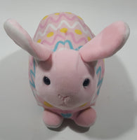 Egg Shaped Easter Bunny Pink and Multicolored  7" Long Toy Stuffed Plush