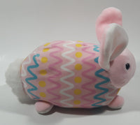 Egg Shaped Easter Bunny Pink and Multicolored  7" Long Toy Stuffed Plush