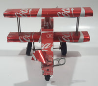 Vintage Coca Cola Can 7" Long Bi-Plane Airplane Folk Art Sculpture