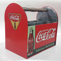 Drink Coca Cola Delicious Refreshing Galvanized Metal Drink Carrying Case with Wood Handle