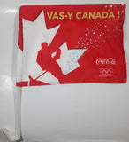 Rare Coca-Cola Olympics World Wide Partner Go Canada! Vas-Y Canada! Red Ice Hockey Flag Car Window Hanger