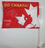 Rare Coca-Cola Olympics World Wide Partner Go Canada! Vas-Y Canada! Red Ice Hockey Flag Car Window Hanger