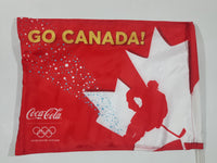 Rare Coca-Cola Olympics World Wide Partner Go Canada! Vas-Y Canada! Red Ice Hockey Flag Car Window Hanger