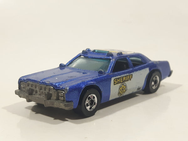 1985 Hot Wheels Sheriff Patrol Metalflake Blue Die Cast Toy Cop Police Car Vehicle