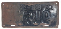 Antique 1933 Idaho Truck Metal Vehicle License Plate Tag 1K 316