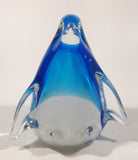 Vintage Cobalt Blue and Clear Penguin 4 1/4" Tall Art Glass Figurine