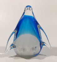 Vintage Cobalt Blue and Clear Penguin 4 1/4" Tall Art Glass Figurine