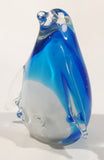 Vintage Cobalt Blue and Clear Penguin 4 1/4" Tall Art Glass Figurine