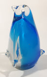 Vintage Cobalt Blue and Clear Penguin 4 1/4" Tall Art Glass Figurine