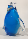 Vintage Cobalt Blue and Clear Penguin 4 1/4" Tall Art Glass Figurine