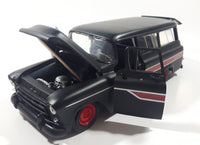 Jada Toys 1957 Chevrolet Suburban Matte Black 1/24 Scale Die Cast Toy Car Vehicle with Opening Doors Hood and Hatch