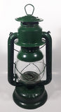 Antique Beacon 15" Tall Metal and Glass Hurricane Kerosene Oil Lantern Painted Green