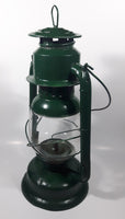 Antique Beacon 15" Tall Metal and Glass Hurricane Kerosene Oil Lantern Painted Green