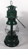 Antique Beacon 15" Tall Metal and Glass Hurricane Kerosene Oil Lantern Painted Green