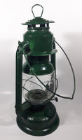 Antique Beacon 15" Tall Metal and Glass Hurricane Kerosene Oil Lantern Painted Green