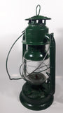 Antique Beacon 15" Tall Metal and Glass Hurricane Kerosene Oil Lantern Painted Green