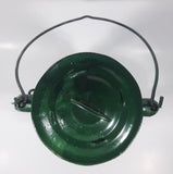 Antique Beacon 15" Tall Metal and Glass Hurricane Kerosene Oil Lantern Painted Green