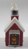 Christmas Themed Red and White Church Shaped 5" Tall Wax Candle