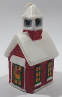 Christmas Themed Red and White Church Shaped 5" Tall Wax Candle