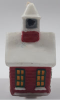 Christmas Themed Red and White Church Shaped 5" Tall Wax Candle