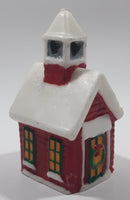 Christmas Themed Red and White Church Shaped 5" Tall Wax Candle