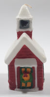 Christmas Themed Red and White Church Shaped 5" Tall Wax Candle