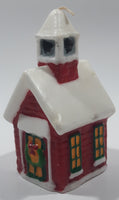 Christmas Themed Red and White Church Shaped 5" Tall Wax Candle